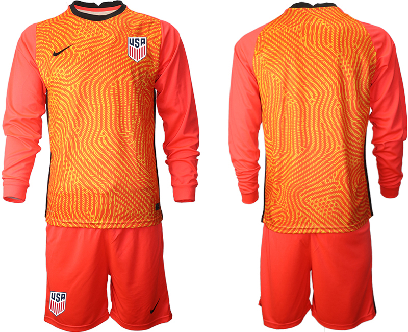 Men 2020-2021 Season National team United States goalkeeper Long sleeve red Soccer Jersey1